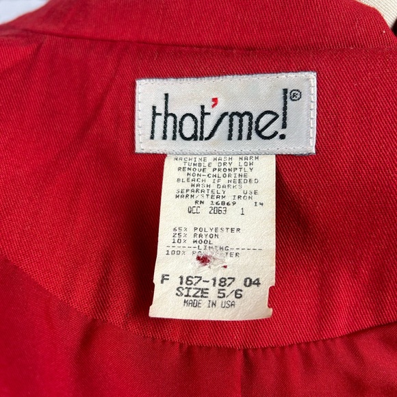 Vintage red elongated 10% wool blazer with 2 pockets & shoulder pads size: 5/6 - Picture 12 of 12